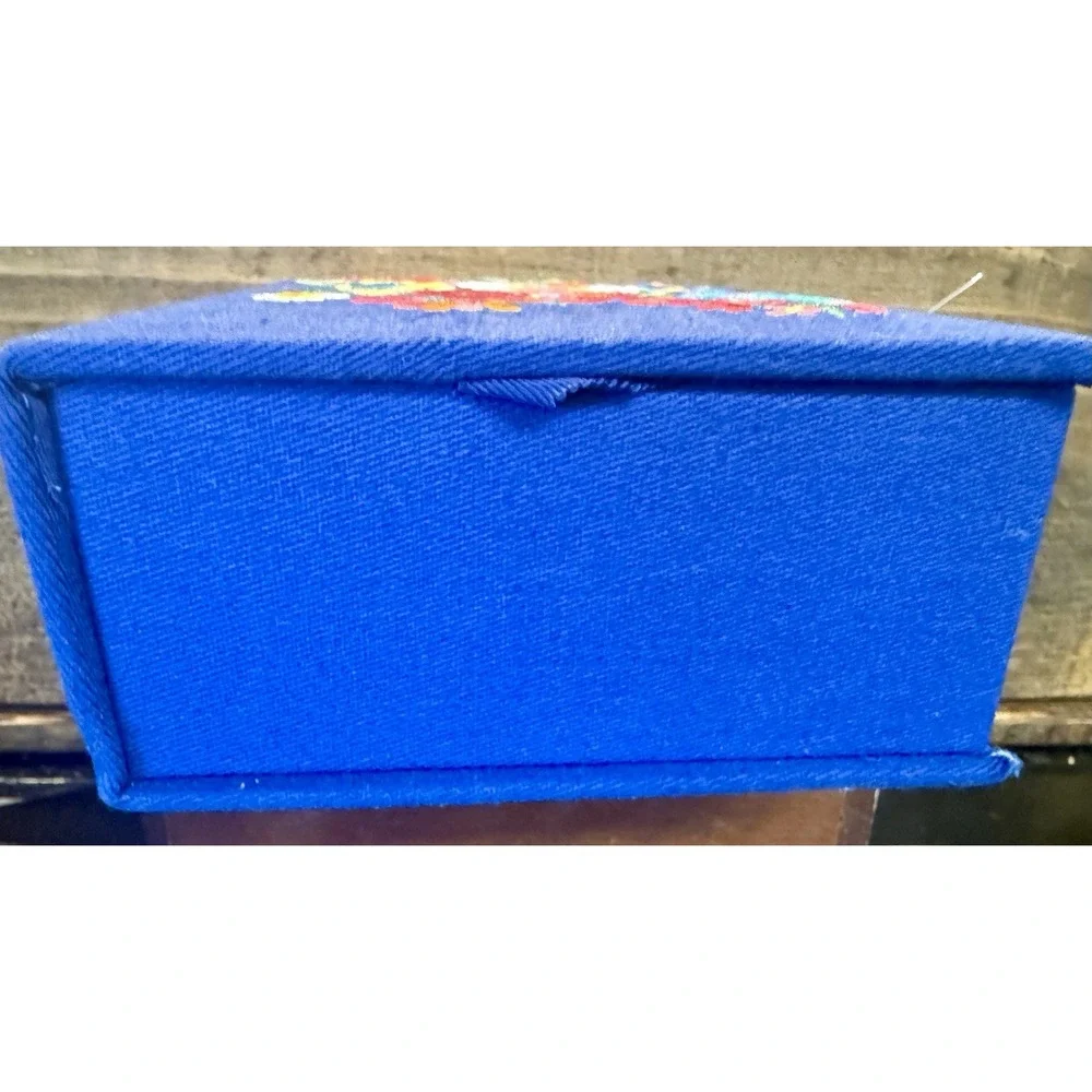 Brighton French Garden Jewelry Box Embroidered Flowers Butterfly Blue NEW w/ TAG